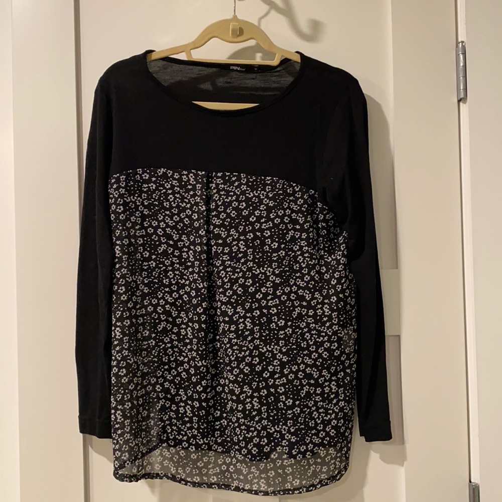 Lightweight black and white floral top
